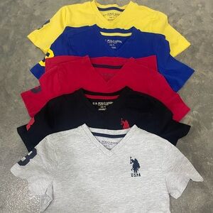 U.S. Polo Assn. Kids V-Neck Tee Pack - Gray, Black, Red, Blue, Yellow